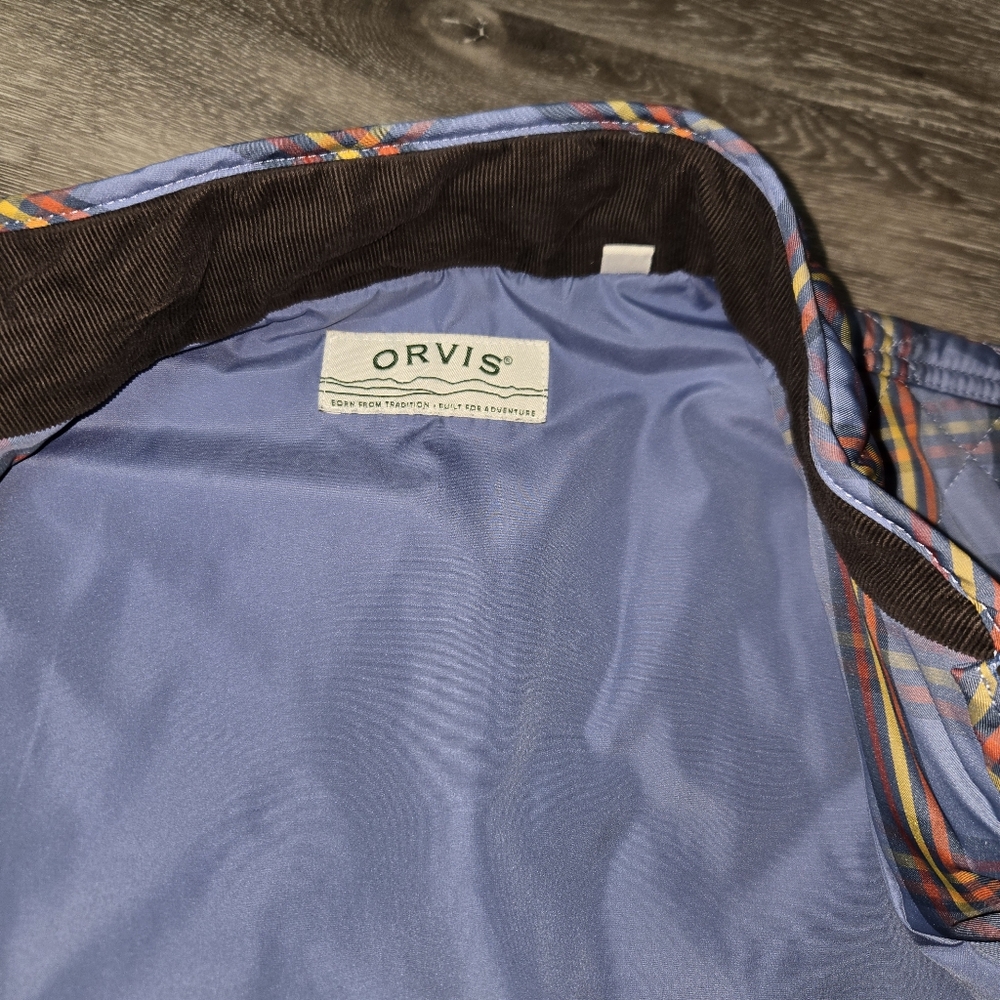 ORVIS Sunderland Vest Blue Quilted Plaid Zip Pockets Dog Walking Hiking‎ … - Picture 7 of 9